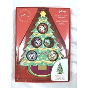 Hallmark Disney Wooden Mini Christmas Tree Ornaments Holiday Mickey Minnie